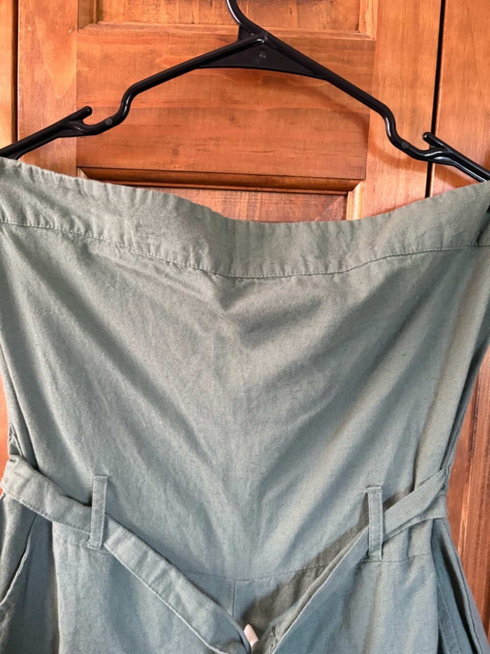 Sim & Sam Strapless Belted Olive Green Romper Utility Wide-Leg Large - Picture 2 of 13